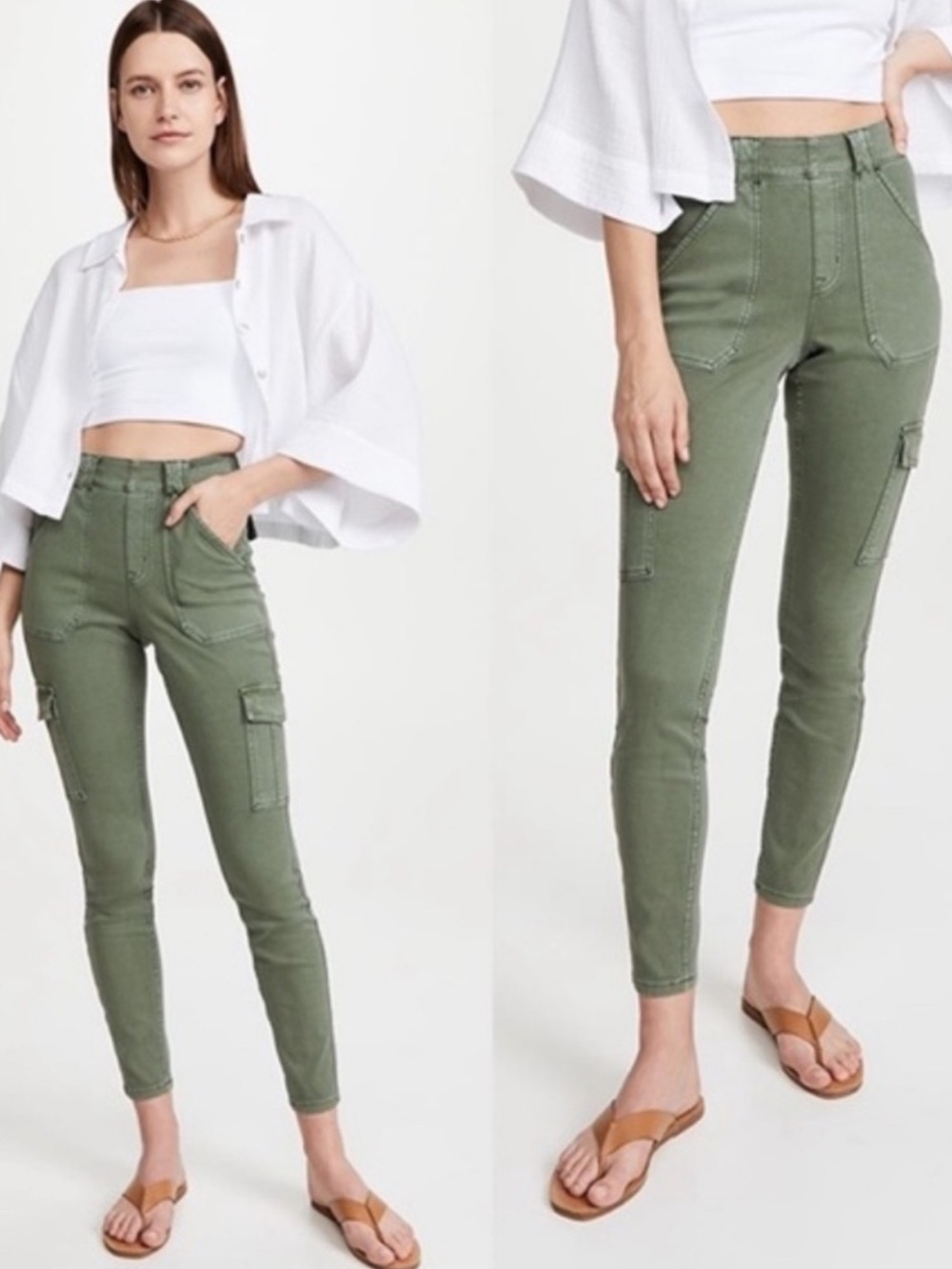 Spanx Twill Green Cargo Skinny Pants